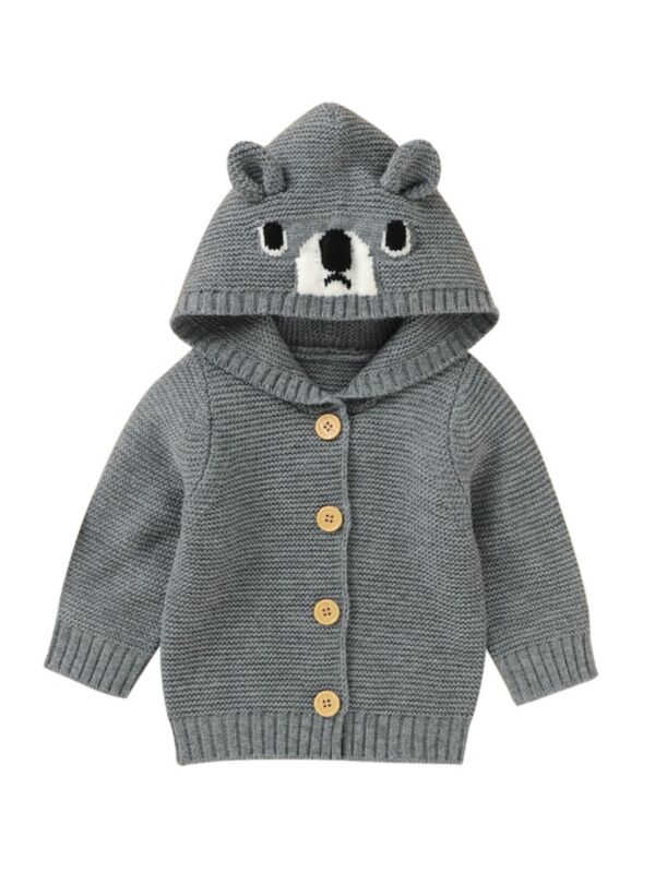 Baby Cartoon Bear Style Knitted Hoodie