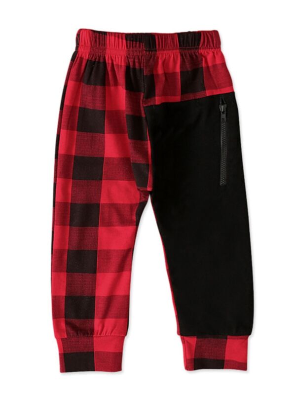 Kid Boy Colorblock Checked Trousers