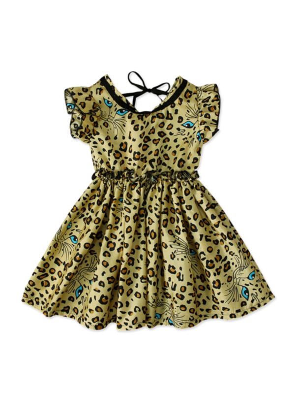 Kid Girl Leopard Elastic Waist Dress