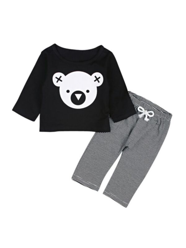 2 Pieces Baby Koala Top And Striped Trousers Set