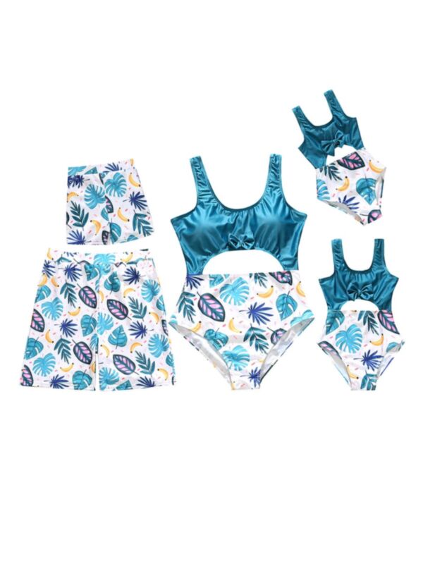 Family Matching Tropical Print Swimsuits