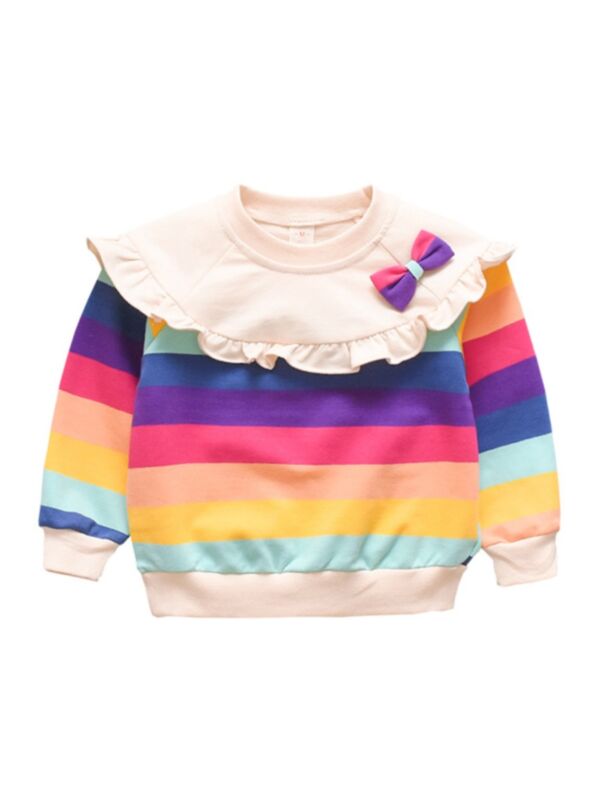 Baby Girl  Doll Collar Rainbow Sweatshirt