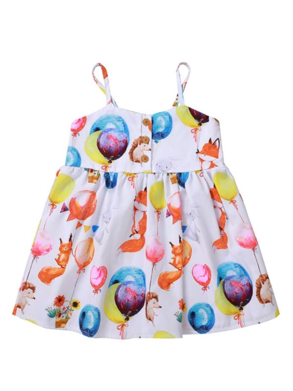 Little Girl Balloon Print Sling Dress