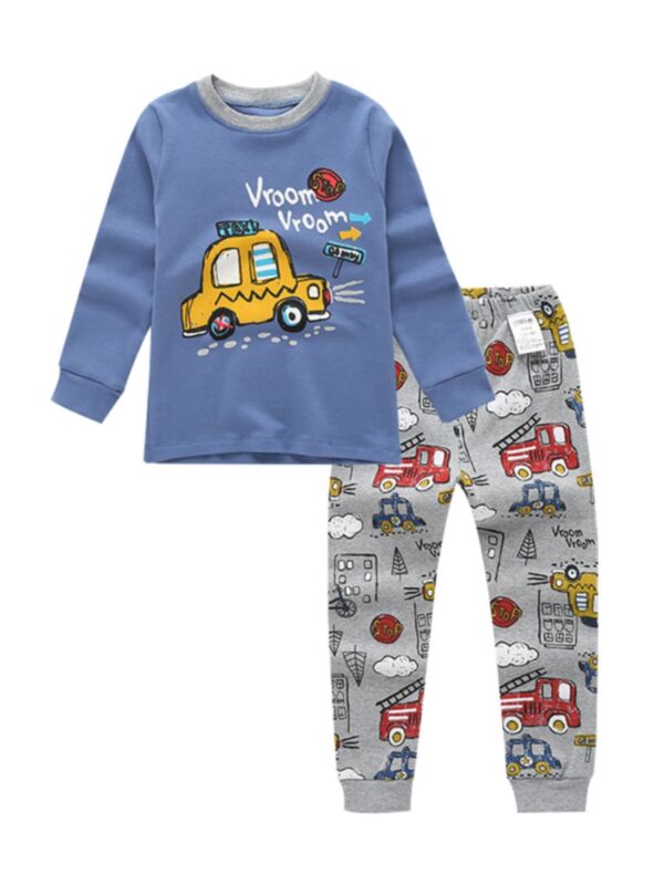 2-Piece Kid Boy Car Print Pajamas Set 
