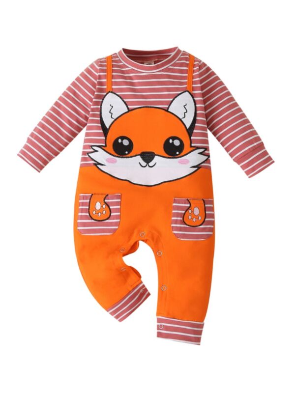 Baby Cartoon Striped Jumpsuit 