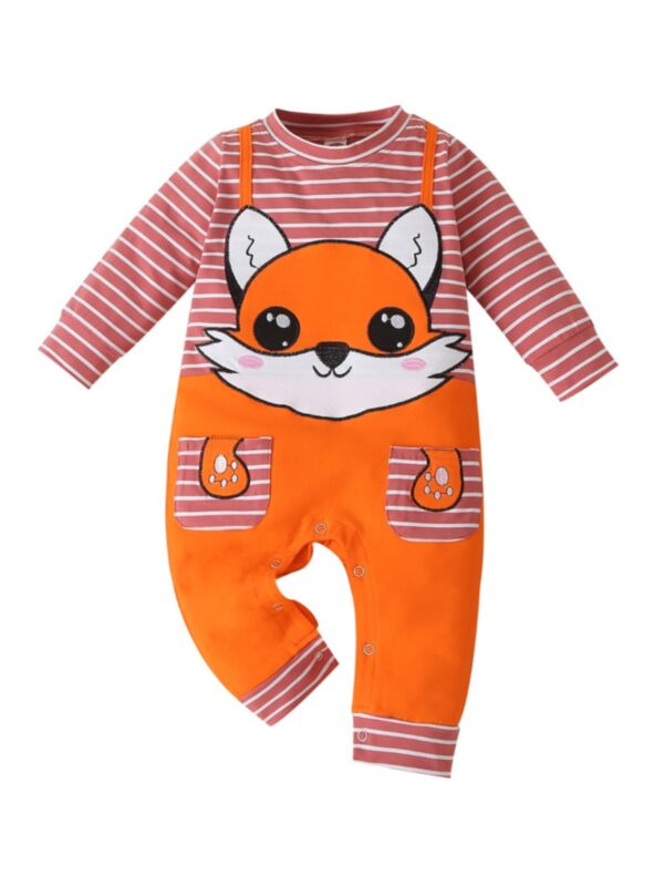 Baby Cartoon Striped Jumpsuit