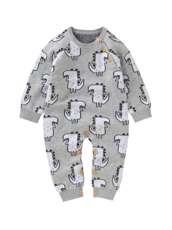 Baby Boy Dinosaur Knitted Jumpsuit