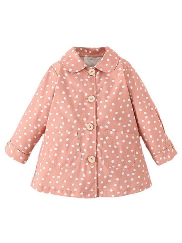 Kid Girl Polka Dots Trench Coat