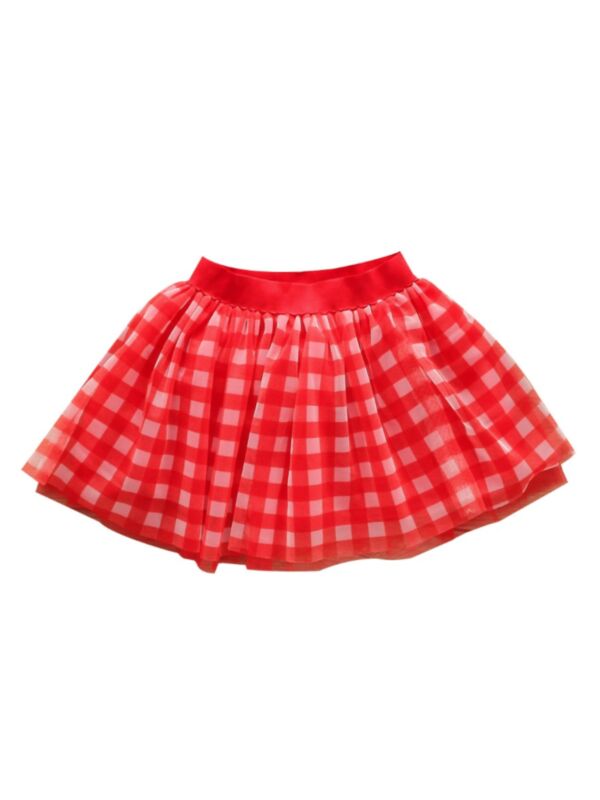 Toddler Kid Girl Checked Mesh Skirt