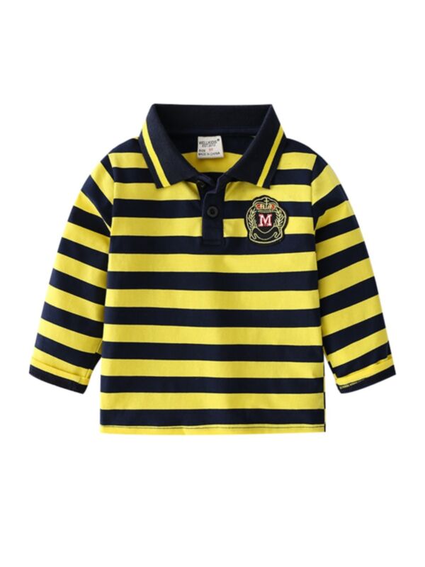 Kid Boy Long Sleeve Stripe Polo Shirts