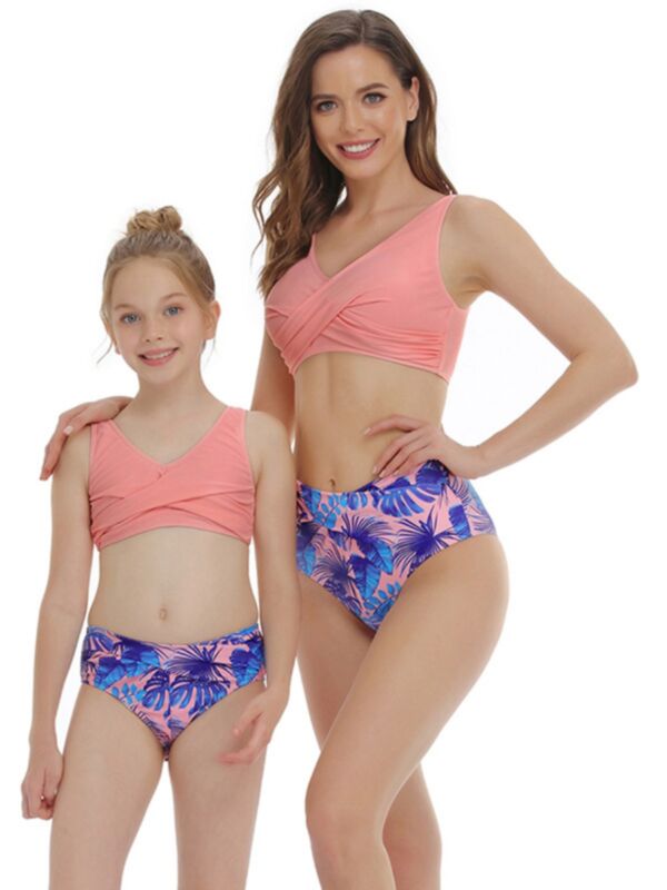 Mommy and Daughter 2-Pieces Print Bathing Suits