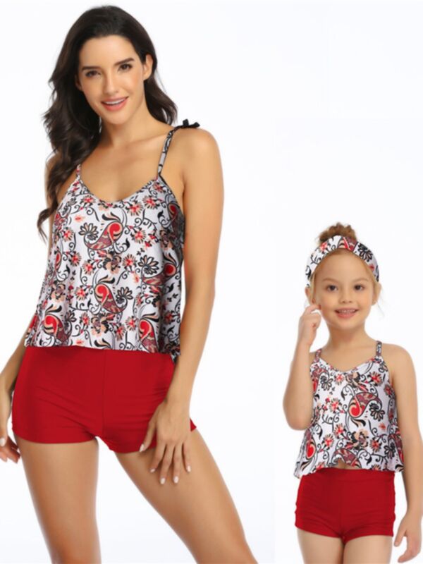 Mom and Daughter Flower Two Pieces Swimwear