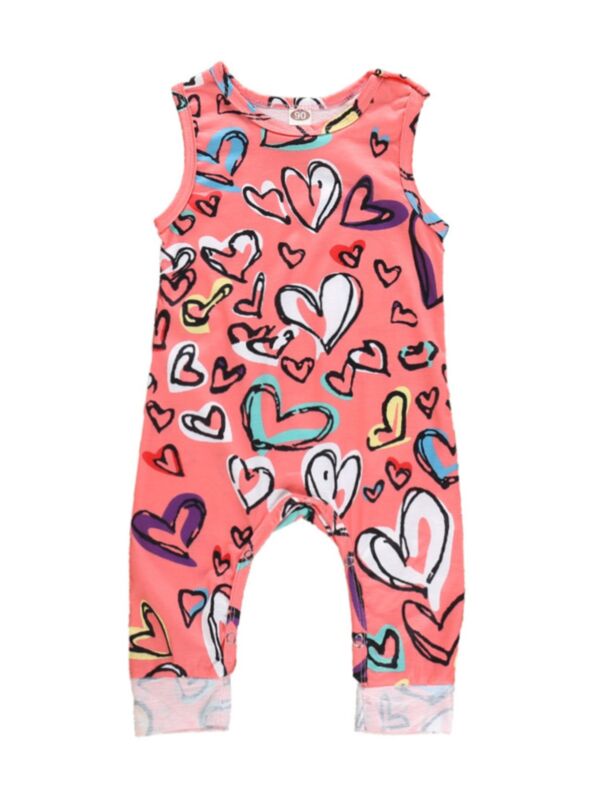 Baby Girl Valentine's Day Love Heart Tank Jumpsuit