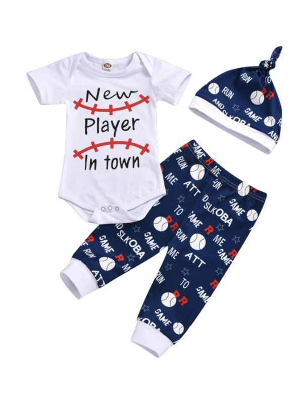 3-Piece Baby Boy New Player In Town Bodysuit & Print Trousers & Hat