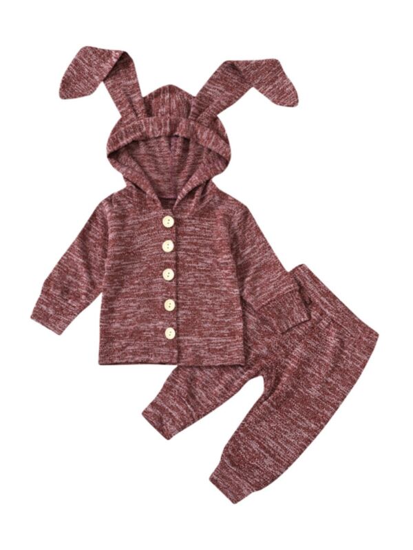 2 Pieces Little Girl Rabbit Hoodie & Trousers Set
