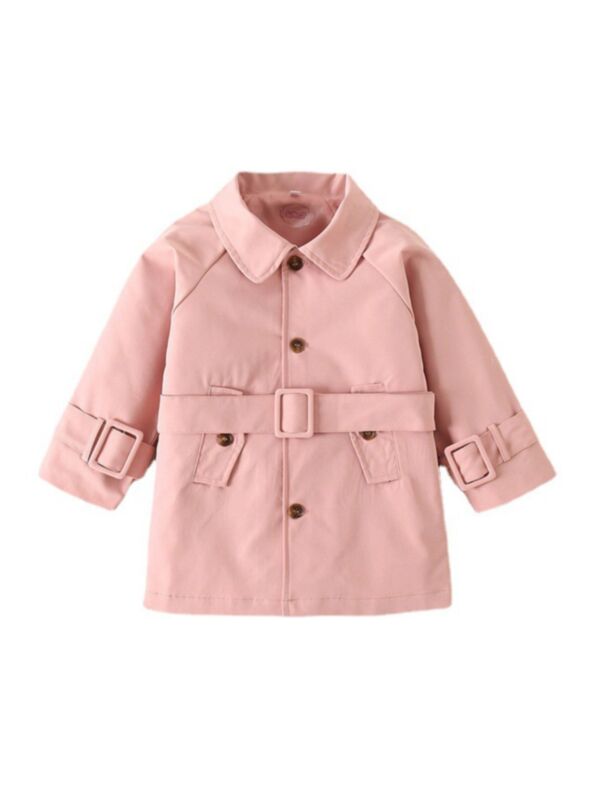 Kid Girl Belted Pink Trench Coat