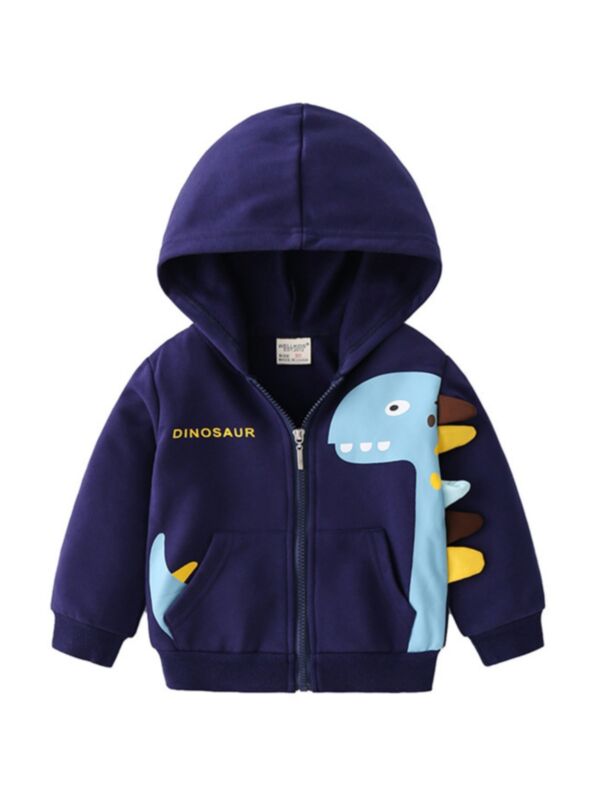 Kid Boy Dinoaur Navy Hooded Jacket