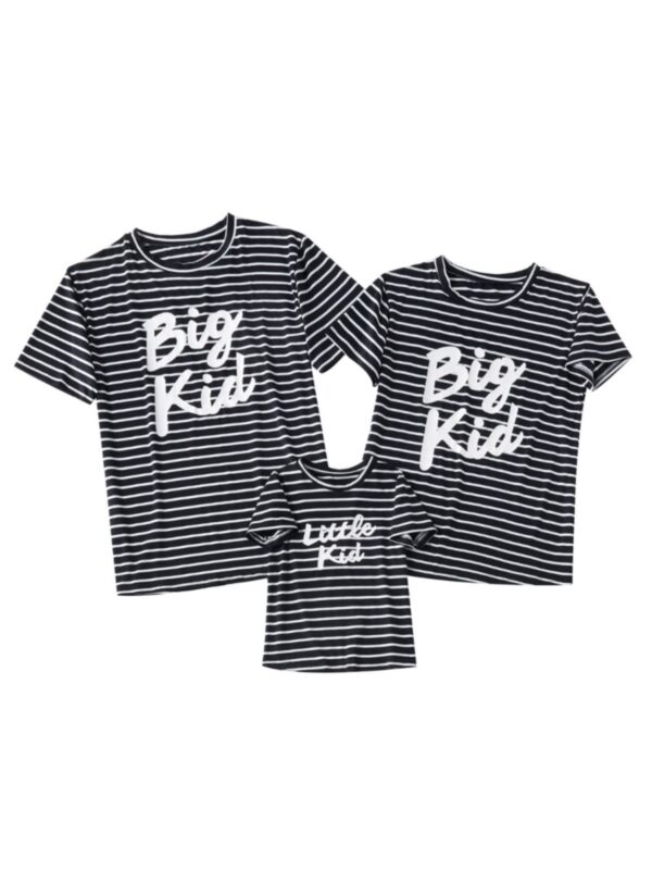 Parent-Child Matching Letter Stripe Tshirt