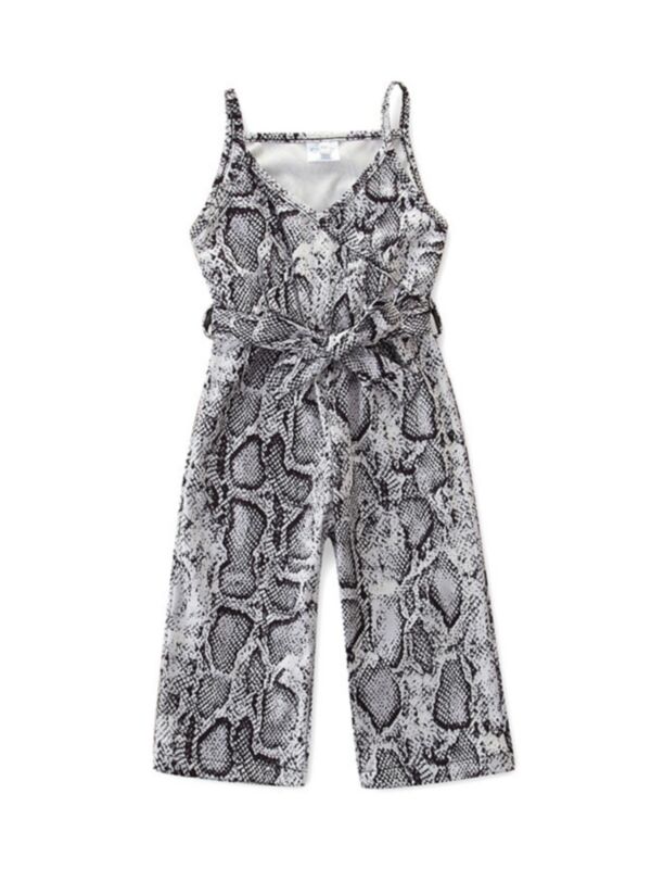Kid Girl Snake Skin Print Cami Jumpsuit