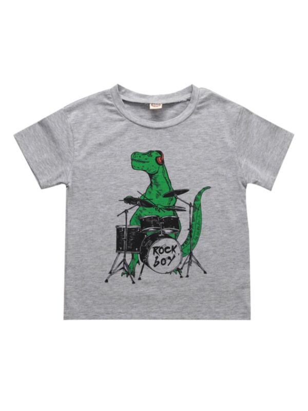 Kid Boy Dinosaur Rock Boy T-shirt
