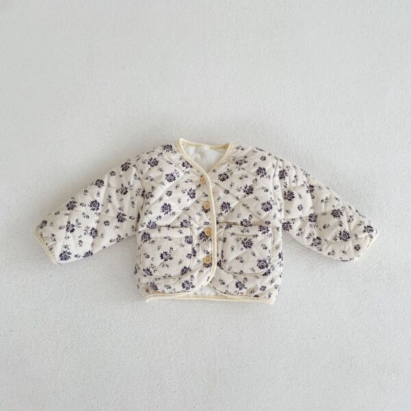3-24M Baby Girls Floral Button Winter Coats Wholesale Baby Clothes Suppliers KCV386675