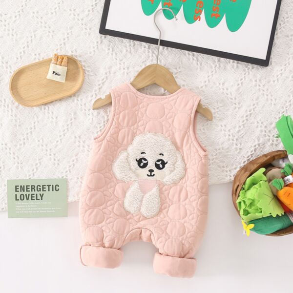 0-12M Baby Onesies Sleeveless Cartoon Puppy Embroidered Jumpsuit Bulk Baby Clothes Wholesale KJV591083