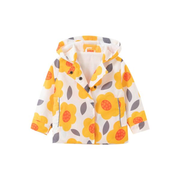18M-7Y Toddler Girl Long Sleeve Floral Print Zipper Hooded Jacket Wholesale Girls Clothes KCV591093