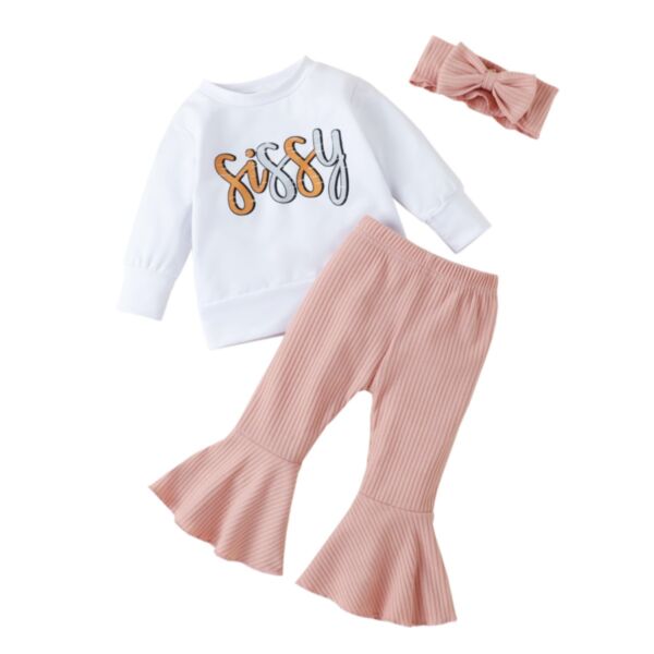 12M-5Y Toddler Girl Sets Long Sleeve Monogrammed Top And Flared Pants And Headband Wholesale Girls Clothes KSV591102
