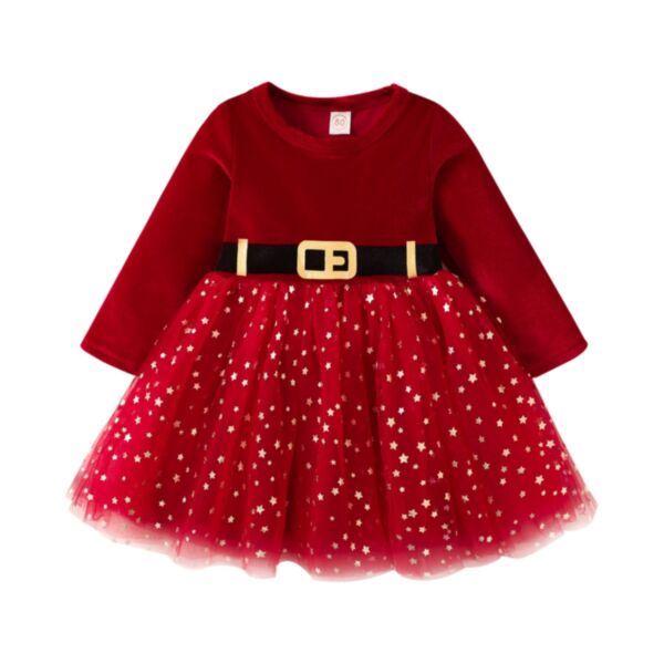 9M-4Y Toddler Girl Christmas Solid Color Sequin Long Sleeve Mesh Dress Wholesale Girls Fashion Clothes KDV591133