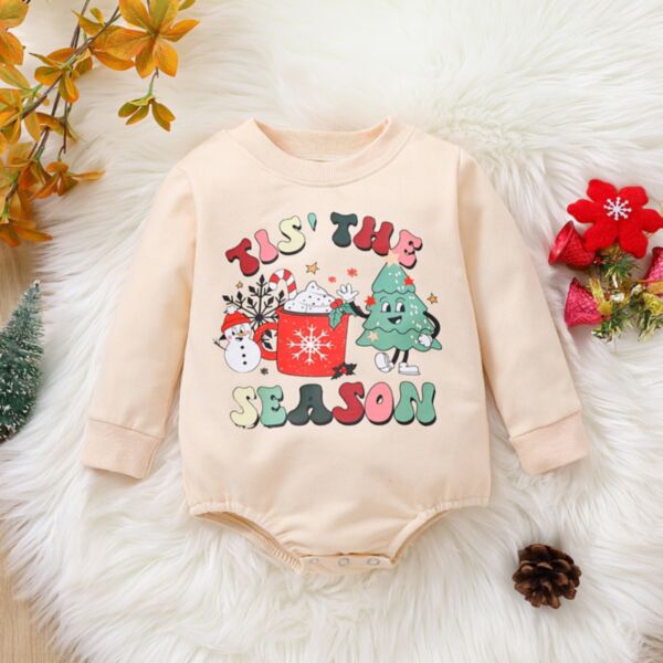 0-18M Baby Letter Christmas Long Sleeve Bodysuit Wholesale Baby Boutique Clothing KJV387374