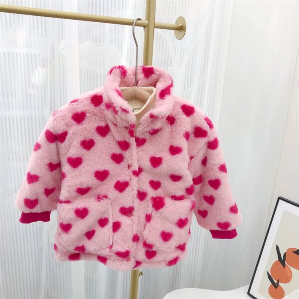 18M-7Y Toddler Girl Long Sleeve Heart Print Zipper Jacket Fashion Girl Wholesale KCV590973