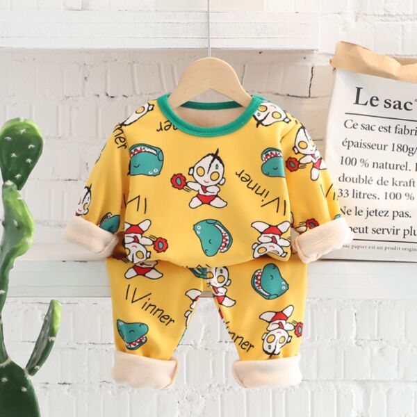 9M-4Y Toddler Boy Sets Long Sleeve Cartoon Print Round Neck Top And Pants Wholesale Boys Clothes KSV590849