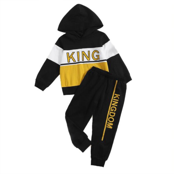 18M-6Y Toddler Boy Sets Letter Print Hooded Long Sleeve Top And Long Pants Wholesale Boys Clothing KSV591118
