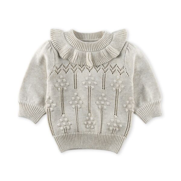 18M-6Y Toddler Girls Knit Solid Color Eyelets Sweater Wholesale Girls Clothes KTV387421
