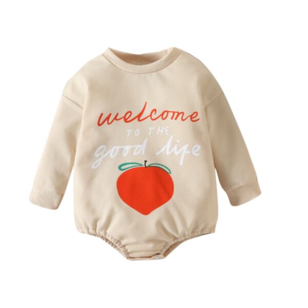 0-18M Baby Onesies Cute Peach Letter Print Long-Sleeved Bodysuit Wholesale Baby Clothing KJV591243