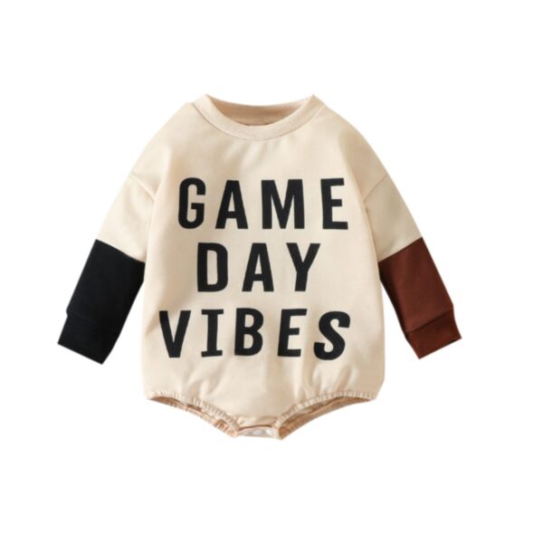 3-18M Baby Onesies Color Blocking Letter Print Long Sleeve Round Neck Bodysuit Wholesale Baby Clothes Suppliers KJV591244