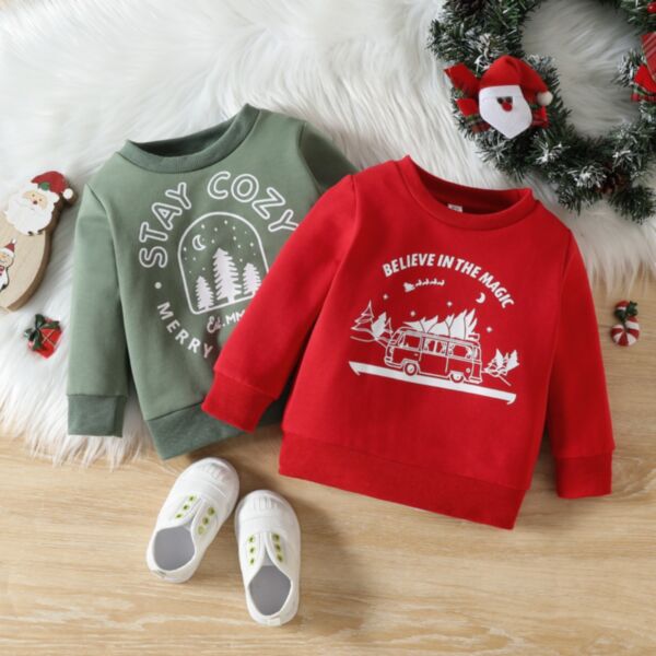 9M-4Y Toddler Christmas Car Print Spring And Autumn Sweatshirts Wholesale Boys Clothing KTV387367