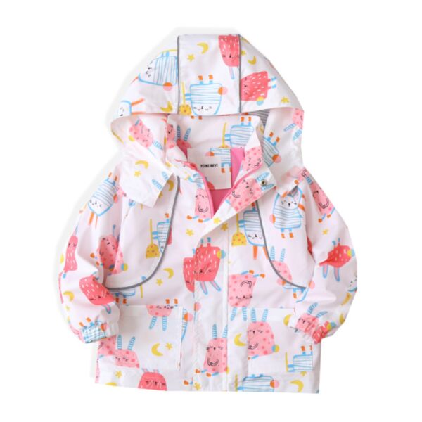2-10Y Kids Girls Cartoon Print Hooded Children's Jacket Wholesale Clothing Kidswear KCV387351