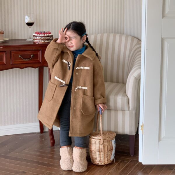 9M-6Y Camel Color Cotton Padded Fleece Jacket Long Style Coat Baby Wholesale Clothing KKHQV492047