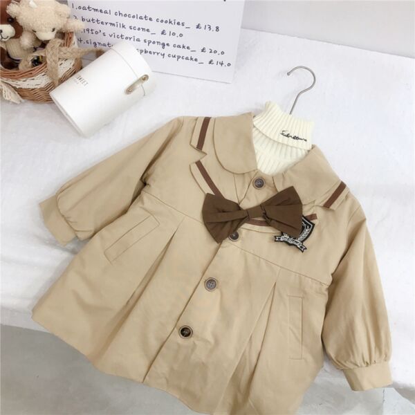 18M-5Y Long Style Thicken Fleece Bowknot Bubble Tops Button Thin Jacket Wholesale Kids Boutique Clothing KKHQV491961