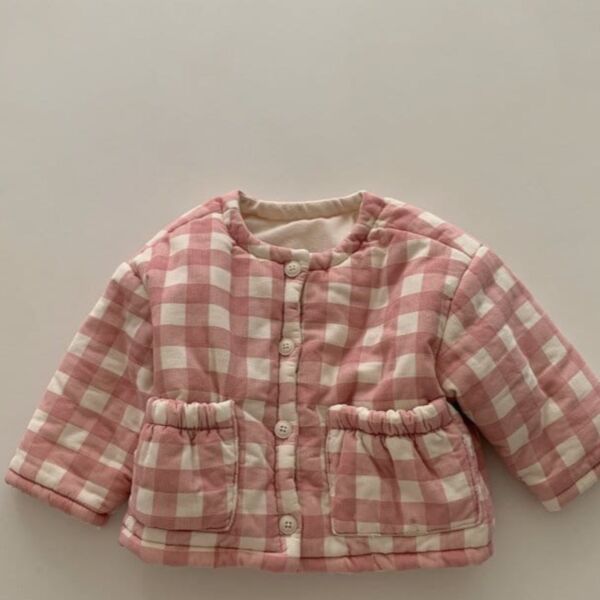 3-24M Cotton Plaid And Flower Print Button Long Sleeve Thicken Coat Baby Wholesale Clothing KKHQV492039