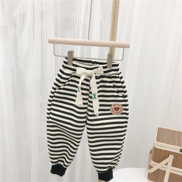 9M-6Y Toddler Boy Cartoon Bear Print Striped Pants With Elasticity Wholesale Boys Clothing KPV591068