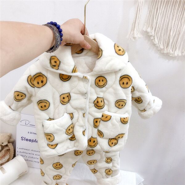 9M-6Y Toddler Girl & Boy Sets Long-Sleeved Cartoon Smiley Face Print Single-Breasted Top And Pants Wholesale Toddler Clothing KSV591069