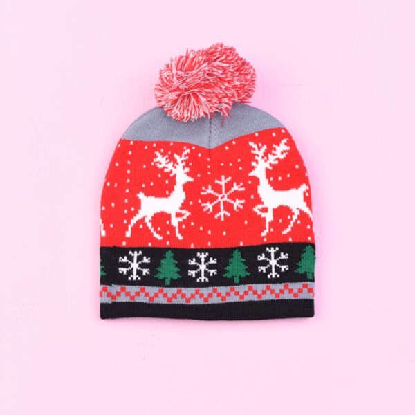 MOQ 2PCS Kids Christmas Gift Winter Hairball Children's Knitted Hats Wholesale Accessories Vendors KHV387449