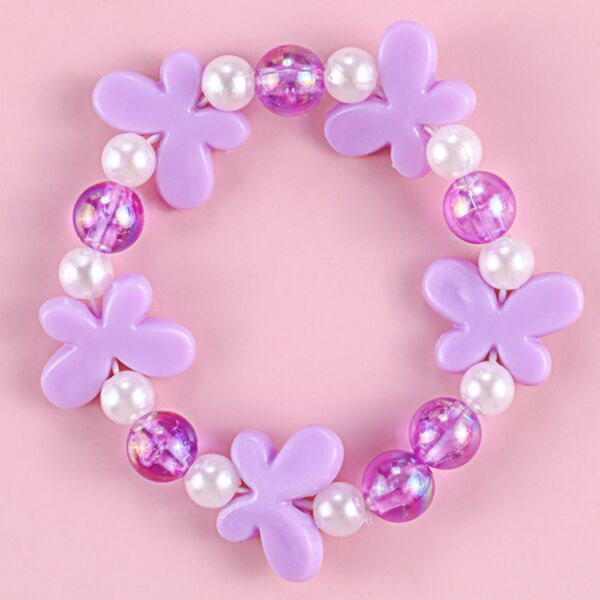 MOQ 5PCS Little Girls Flower Bow Acrylic Bracelet Wholesale Accessories Vendors KJEV387252