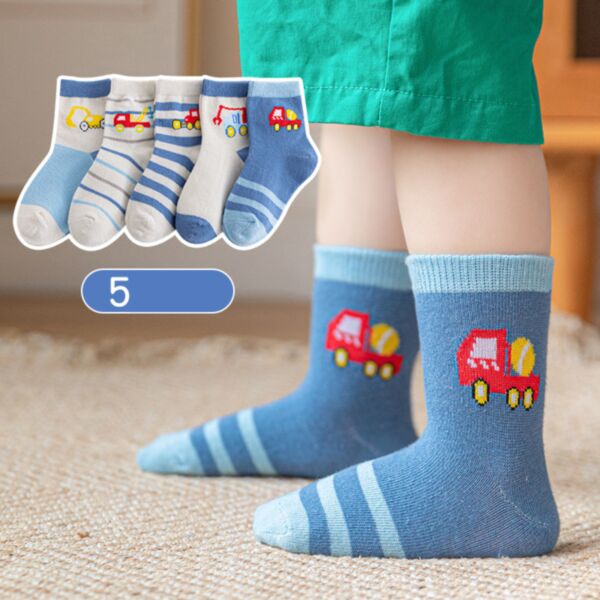 MOQ 5PCS Baby Excavator Dinosaur Cartoon Boys Socks Wholesale Accessories Vendors KSOV387199