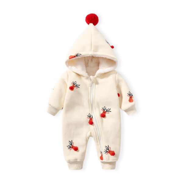 3-24M Baby Christmas Elk Zip-Up Hooded Jumpsuit Wholesale Baby Boutique Clothing KJV387312
