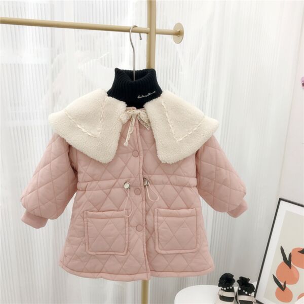18M-7Y Wide White Collar Thicken String Cotton Padded Coat Texture Solid Color Jacket Wholesale Kids Boutique Clothing KKHQV491959