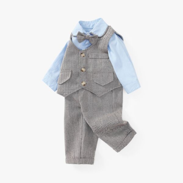 3-24M Long Sleeve Shirt And Vest And Gray Pants Trousers Suit Baby Wholesale Clothing KKHQV491952