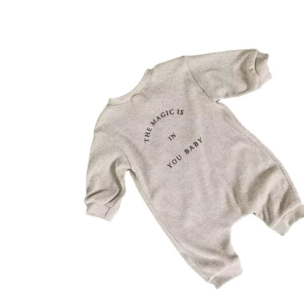 3-18M Long Sleeve Todder Onesies Solid Color Button Letter Print Romper Baby Wholesale Clothing KKHQV492035